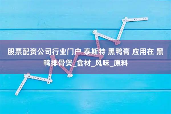 股票配资公司行业门户 泰斯特 黑鸭膏 应用在 黑鸭排骨煲_食材_风味_原料